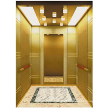 Titanium gold etched hairline plate mirror stainless steel lighting passenger elevator cabin lift